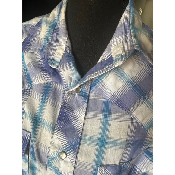 Wrangler Long Sleeve Pearl Snap Western Shirt – Purple/Blue Plaid - Picture 3 of 8